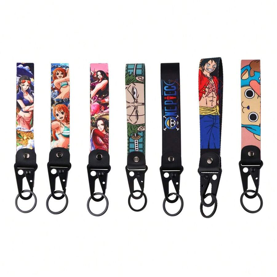 1 pezzo Portachiavi/ciondolo alla moda ed elegante con personaggi dei cartoni animati di One Piece, Monkey D. Luffy e Nami, accessorio per borsa, auto, zaino, scuola, Ognissanti, Natale, festa del papà, con anello in metallo e pelle