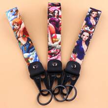 1 pezzo Portachiavi/ciondolo alla moda ed elegante con personaggi dei cartoni animati di One Piece, Monkey D. Luffy e Nami, accessorio per borsa, auto, zaino, scuola, Ognissanti, Natale, festa del papà, con anello in metallo e pelle