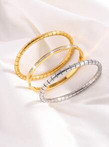 Camhanno 3 件简约时尚经典不锈钢手链组合套装，经典款式，永恒风格，适合您的所有风格 - 彩色 - 查看 10