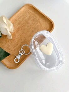 1 件心形数据线和充电器收纳盒，透明线轴带便携式耳机手机收纳盒 - 粉色 - 查看 2