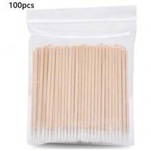 100pcs/200pcs/500pcs/1000pcs Disposable Pointed Cleaning Swabs For Microblading, Toothpicks, Wooden Sticks, Single-Head Cleaning Swabs For Eye Makeup, Beauty