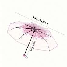 1pc Adorable Clear Foldable Umbrella - Cute & Unique Outdoor Rain Protection - Portable, Manual Operation For Effortless Style Boy Valentine Heart Valentine