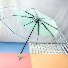 1pc Adorable Clear Foldable Umbrella - Cute & Unique Outdoor Rain Protection - Portable, Manual Operation For Effortless Style Boy Valentine Heart Valentine