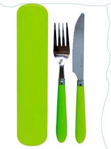 Cutlery Holder Portable Lunch Box Case - Green - View 1