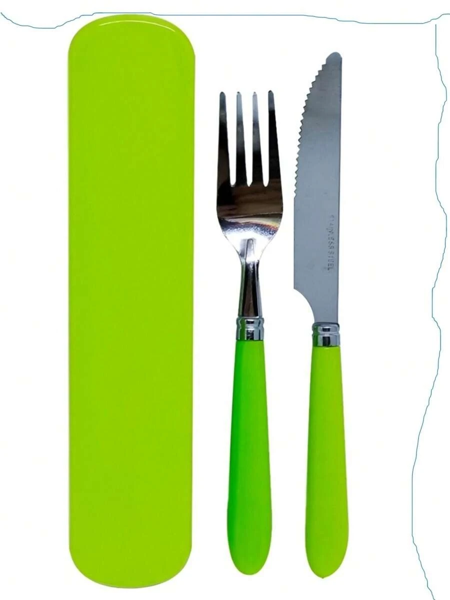 Cutlery Holder Portable Lunch Box Case - Green - View 1