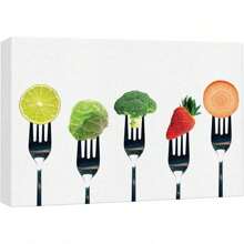Wall26 Canvas Print Wall Art Variety Of Lime, Sprouts, Broccoli, Strawberry & Carrot Fruit Food Photography Realism Chic Scenic Colorful Multicolor Ultra For Living Room, Bedroom, Office