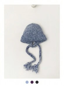 1pc Multicolor Long Tassel Ear Cover Beanie Hat For Women, Warm Knitted Mask Headscarf With Braids, Suitable For Autumn/Winter Winter Christmas Beanie Hat - Multicolor - View 14