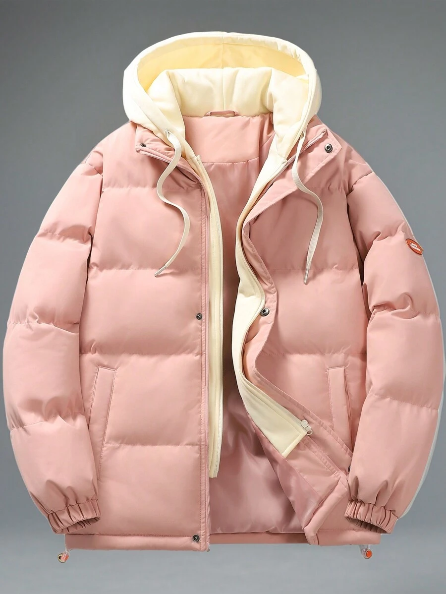 Women's Outdoor 2 In 1 Solid Color Thicker Warm Padded Coat For Couples, Winter