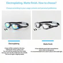 1 Set Adult Swimming Goggles - Fashionable, High Clarity, Stylish Waterproof Anti-Fog Swimming Goggles, Plus 1 Pair Swimming Waterproof Earplugs And 1 Nose Clip, Water Sports Accessories, Beach Essentials, Beach Accessories, Pool Float - Black Transparent - View 3