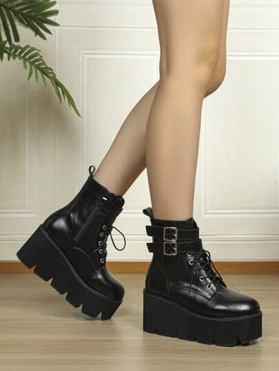 New European And American Style Platform High Heel Ladies Shoes, Black High Heel Fashion Boots, Mid-Calf Cowboy Boots, Ankle Boots And Short Boots For Women