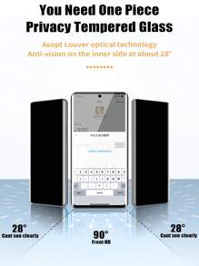 2 件 9H 3D 曲面防窥钢化玻璃膜，兼容三星 Galaxy/兼容小米/Redmi/兼容华为/Honor/POCO//Magic 5 6 Lite Reno Realme Note 15 14 Pro，无气泡，超级坚固的包装盒和质量，隐私屏幕保护膜全覆盖显示屏保护玻璃膜[不支持指纹解锁] - 2Pcs Anti spy - 查看 5