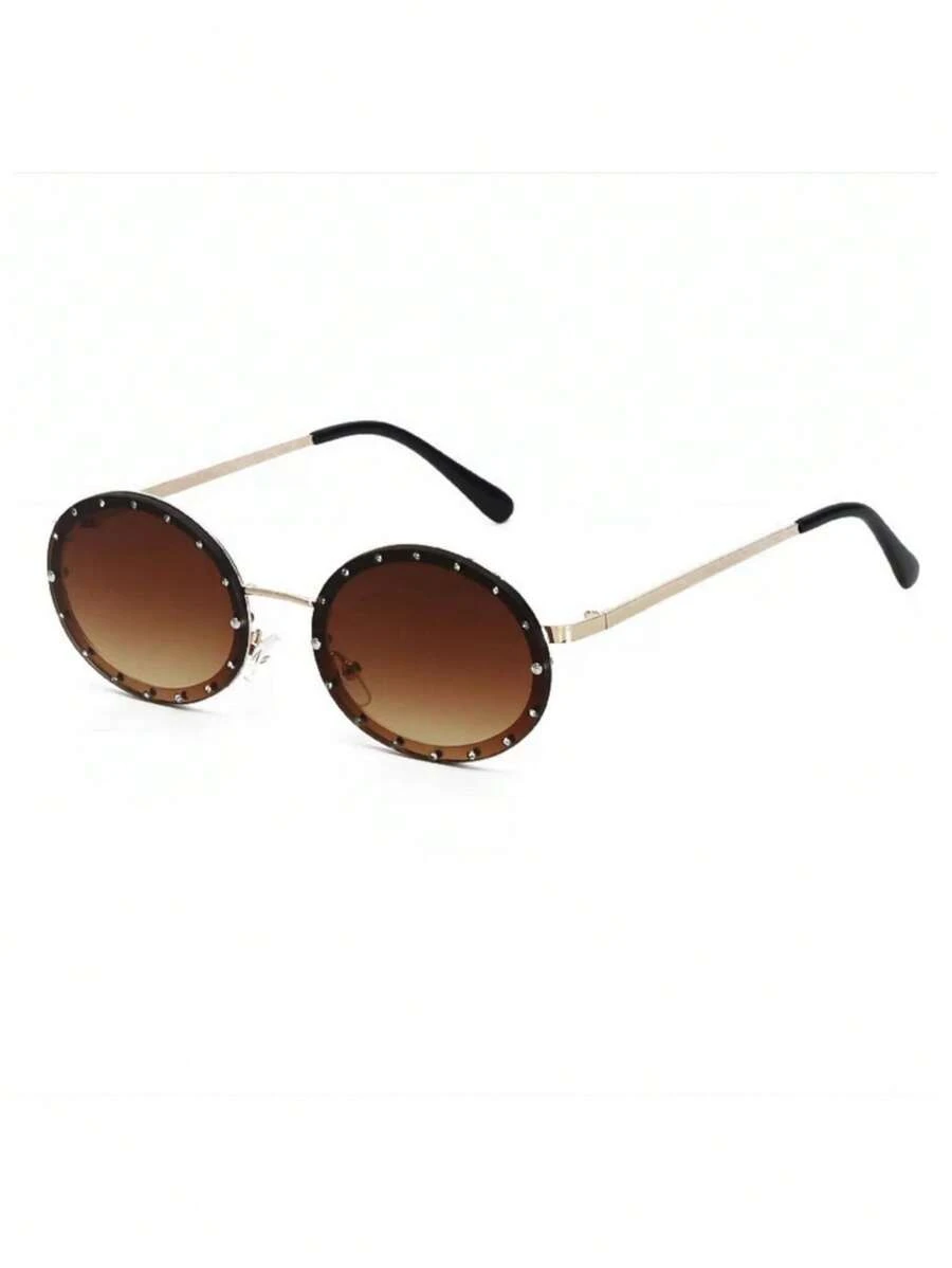 Women's Punk Style Oval /Big Red/Diamond Lens - màu nâu - Xem 1