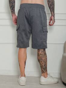 Cargo Shorts With Elastic Waist - 深灰色 - 查看 2