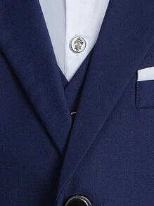 小男孩 1 件紳士正式夾克，精緻高端西裝外套，適合生日、聖誕節、婚禮 - 藏蓝色 - 查看 8