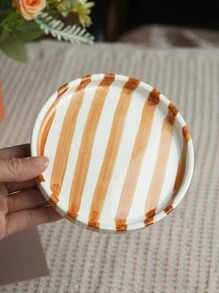 1pc/5pcs Vertical Striped Ceramic Plates, Breakfast Bread/Snack/Fruit Dishes, Dessert Small Plates, Personal Cake Plates For Party, Cake Stands,School Supplies - Multicolor - View 16