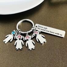 1 件定制“安全驾驶”钥匙扣，可定制名字，不锈钢，送给爸爸的时尚家庭礼物 - 銀色 - 查看 9