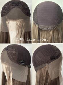 1pc Brown Long Straight Synthetic Lace Front Wig, Heat Resistant Fiber Hair, Light Brown Color, Natural Hairline, Suitable For Fashionable Women