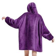 Oversized Blanket Hoodie - LongLength Wearable Hooded Blanket Sweatshirt - Purple - View 2