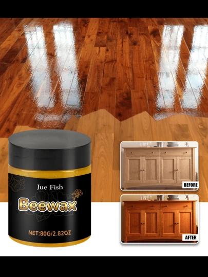 JUE FISH Wood Care And Polishing Beeswax, Suitable For Refinishing And Brightening Solid Wood Floors, Wooden Floors, Bamboo Floors, And Wooden Furniture. Includes Cleaning And Polishing Wax And Essential Oils (Random Shipment Of New And Old Models)