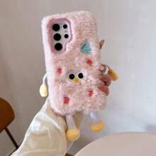 高品质毛绒卡通怪物手机壳适用于 Galaxy S23/Galaxy S23Plus/Galaxy S23 Ultra/Galaxy S24/Galaxy S24Plus/Galaxy S24 Ultra，秋季/冬季 - 粉色 - 查看 3