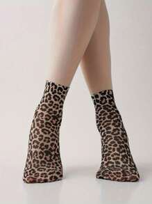 1 双豹纹袜子，时尚透气舒适短袜，女士长袜和袜子 - 彩色 - 查看 1