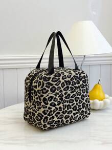 Portable Lunch Bag, Thermal Lunch Box, Bento Bag, Dinner Insulated Bag, Thickened Cute Lunch Fruit Bag For Students, Pink Leopard Print Floral Bag, School Supplies, Study Bag; Autumn/Winter Fashion Leopard Print Women Wallet - Multicolor - View 3