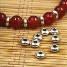100pcs 5mm Antique Silver Retro Alloy Glossy Flat Bead Buddha Beads Plain Light Spacer Loose Beads DIY Necklace Bracelet Jewelry Making Necklace Pendant Accessories