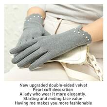 1 Găng tay ngọc trai Polyester (Polyester) màu trơn thường ngày, thích hợp cho đi chơi, hẹn hò, mùa thu/đông - Như hình ảnh - Xem 2