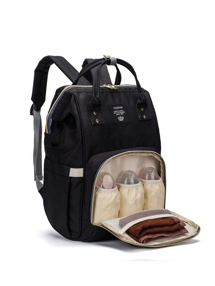 LEQUEEN 1pc Oxford Cloth Diaper Bag Large Capacity Mommy Bag Multifunctional Maternal And Child Bag Fashionable Backpack For Travel Suitable For Storage Use - Black - View 1