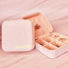 定制旅行珠宝盒定制蜜月礼物求婚伴娘礼物生日个性化定制婚礼礼物珠宝旅行母亲节礼物送给她 - 粉色 - 查看 15
