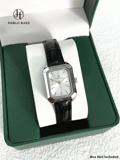 Pablo Raez 1 件女士手表可爱流行全新奢华女士腕表高品质女士时尚矩形正装手表 IPS 银色 SUS304 不锈钢 50 米防水简约可爱时钟女式优雅休闲石英女士手表超细纤维皮革柔软透气条形刻度高级学院风腕表适合日常使用送给家人或女朋友的精美礼物