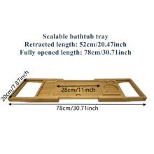 1 szt. rozszerzalna bambusowa tacka do kąpieli, mieści tablet, książki, telefon, stojak na wino, pasuje do tabletów o przekątnej do 11 cali