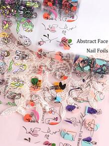 1 Hộp khuôn dập móng nghệ thuật hình học trừu tượng: Khuôn mặt, đường kẻ, hoa, thiết kế móng tối giản, trang trí móng kiểu Y2K, phụ kiện salon làm móng, dụng cụ làm móng (không dính) - Nhiều màu - Xem 5