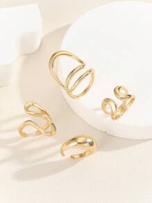 4 Stücke/Set minimalistische Line Design Metall-Gold Modering Set für Frauen