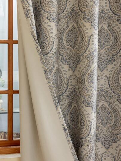 1pc European Style Luxury Digital Printed Jacquard Blackout Curtain