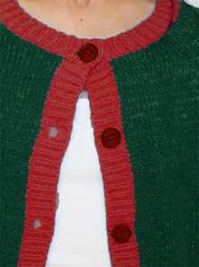 New Color Cardigan Sweater - Green - View 4