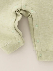 Baby Boy's Comfortable Warm Jumpsuit With Cartoon Embroidery Pattern, Front Button Closure - Green - View 5