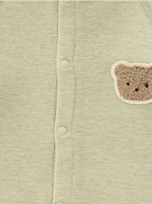 Baby Boy's Comfortable Warm Jumpsuit With Cartoon Embroidery Pattern, Front Button Closure - Green - View 6