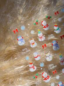 1 件 5D 浮雕圣诞雪人美甲贴纸可爱红色蝴蝶结雪自粘指甲贴纸 DIY 网 2025 年美甲用品美甲装饰贴纸贴花可爱部分 - 彩色 - 查看 4