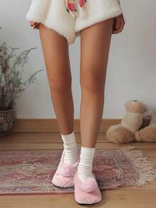 Women's Home Slippers (Random Pattern) Plush House Thermal Slippers Anti-Slip Soft Bottom Quiet Indoor Home Shoes Cute Cartoon Soft Thick Warm Couple Slippers New Year Heel Back Two-Way Thermal Slippers Machine Washable - Pink - View 11