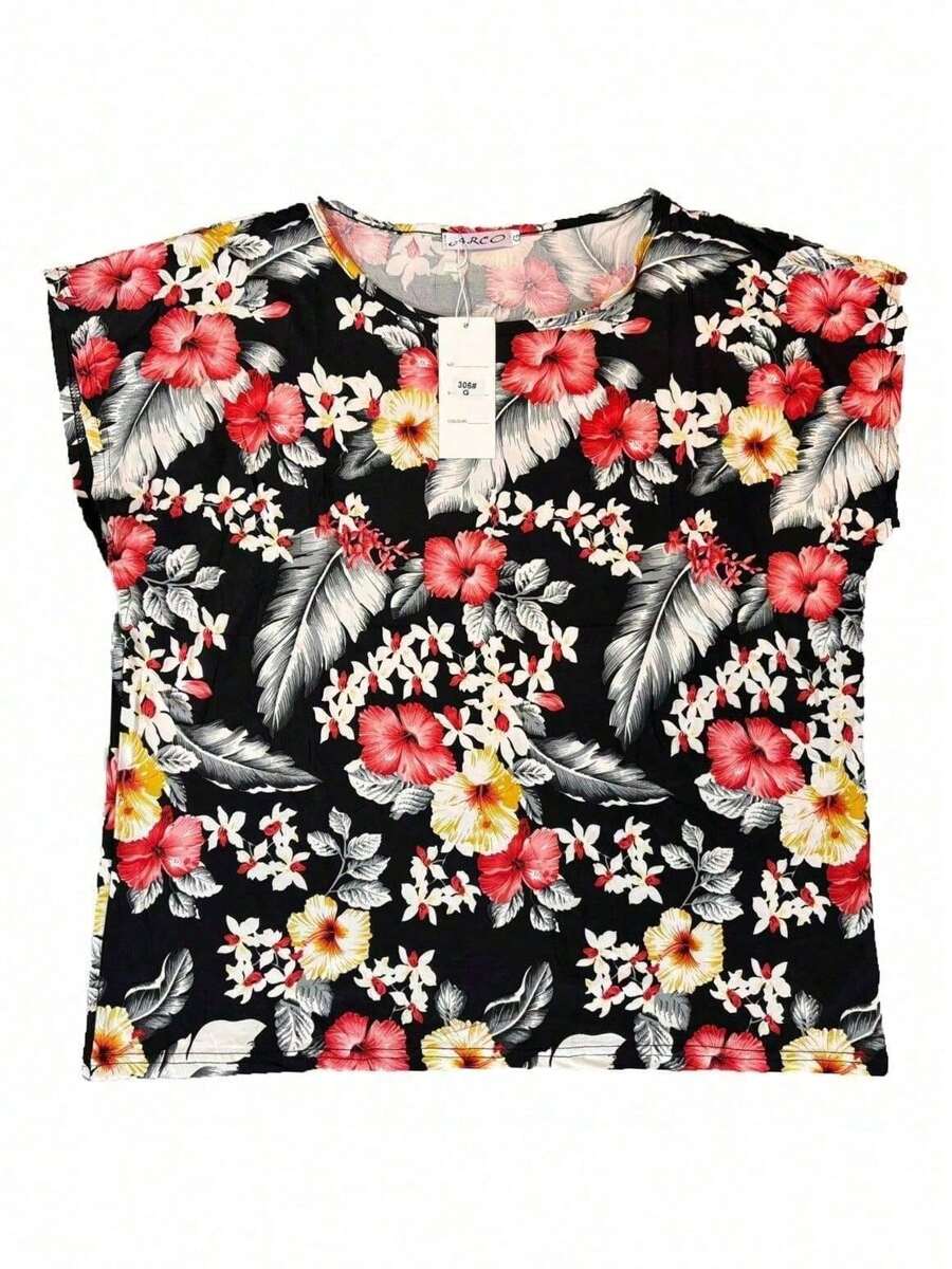 Florida Plus Size Blouse Super Comfortable Polyester 306 - 黑色 - 查看 1
