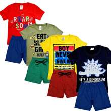 Kit 4 Pieces Of Children's Clothing For Boys 2 T-Shirts + 2 Bermuda Shorts Summer Short Sleeve Assorted - 彩色 - 查看 1