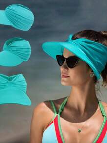 Beach Turban Visor With 50 UV Sun Protection Sport Club Pool Summer - 玫紅色 - 查看 3