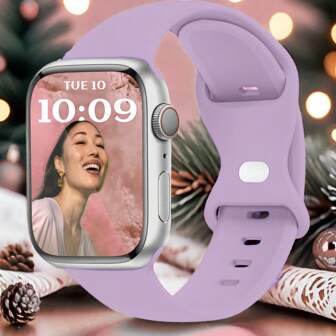 1 件男女通用时尚休闲纯色硅胶蝴蝶扣表带，兼容 38 毫米 40 毫米 41 毫米 45 毫米 46 毫米 44 毫米 42 毫米 49 毫米，柔软、舒适、防水腕带，兼容 Ultra 系列 SE8/7/6/5/4/3/2/1 替换智能表带配件