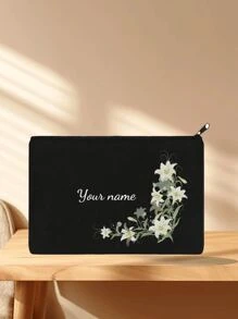 1 chiếc Túi cầm tay nữ tùy chỉnh, Văn bản tùy chỉnh, Tên, Phước lành, Độc đáo, Sức chứa lớn, Chất lượng cao, Thời trang, Thường ngày, Tối giản, Văn bản cá nhân hóa, Túi đựng đồ vệ sinh cá nhân, Túi đựng đồ, Túi đựng mỹ phẩm - màu đen - Xem 6