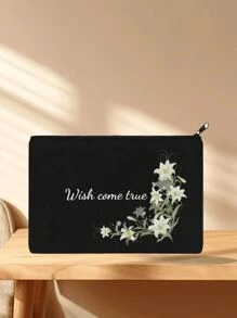1 chiếc Túi cầm tay nữ tùy chỉnh, Văn bản tùy chỉnh, Tên, Phước lành, Độc đáo, Sức chứa lớn, Chất lượng cao, Thời trang, Thường ngày, Tối giản, Văn bản cá nhân hóa, Túi đựng đồ vệ sinh cá nhân, Túi đựng đồ, Túi đựng mỹ phẩm - màu đen - Xem 3