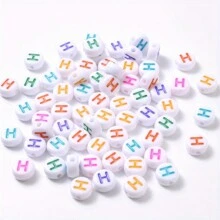 100颗圆形字母珠，亚克力字母数字珠，心形珠，用于珠宝制作DIY项链手链（7x4毫米） - 4*7mm珠子 - 查看 36