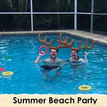 An Inflatable Reindeer Antler Game Set With 4 Inflatable Rings, Decorated With A Reindeer Head Toy, Suitable For Christmas Party Games And Lively Family Activities. - Multicolor - View 8