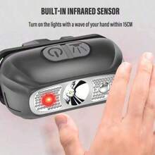 1 Đèn đội đầu mini di động cảm biến chuyển động chống nước có thể sạc lại với pin tích hợp thích hợp cho cắm trại ngoài trời câu cá đi bộ đường dài leo núi chiếu sáng - màu đen - Xem 5