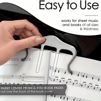 1/2个装大号乐谱夹，适用于钢琴、吉他、小提琴 - 牢固夹住乐谱，方便阅读，黑色乐谱夹，M型钢琴乐谱夹，适用于钢琴、吉他、小提琴，用于固定乐谱，非常适合音乐家和演奏者，增强音乐练习的稳定性和便利性